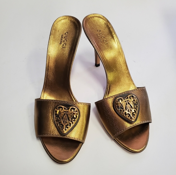 Authentic Gucci gold leather sandals size 37.5 - Picture 7 of 7